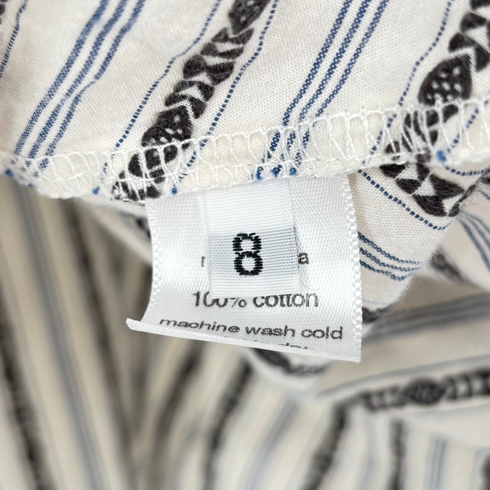 Boy + Girl 100% Cotton Striped Dress Sz 8 Cream Blue Drop Waist Made in USA - Picture 3 of 11